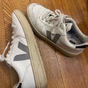 Veja V-10 White Grey Black lace up sneakers